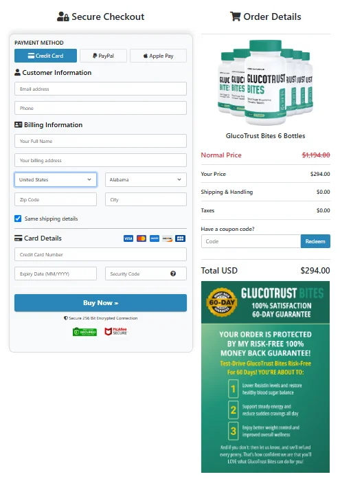 GlucoTrust Bites Secured Order Page